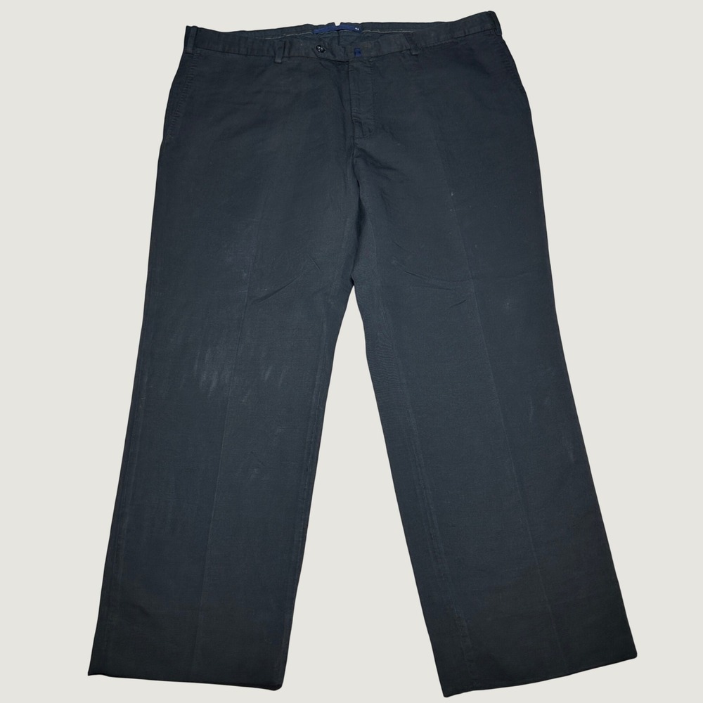 Incotex Chinolino Pants Mens 42 Linen Cotton Blend Relaxed‎ Straight Leg Black